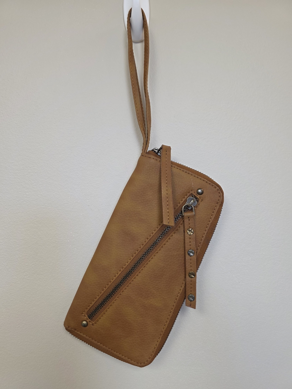 Free People Vegan Leather Wallet/Wristlet with Studded Zip Accent